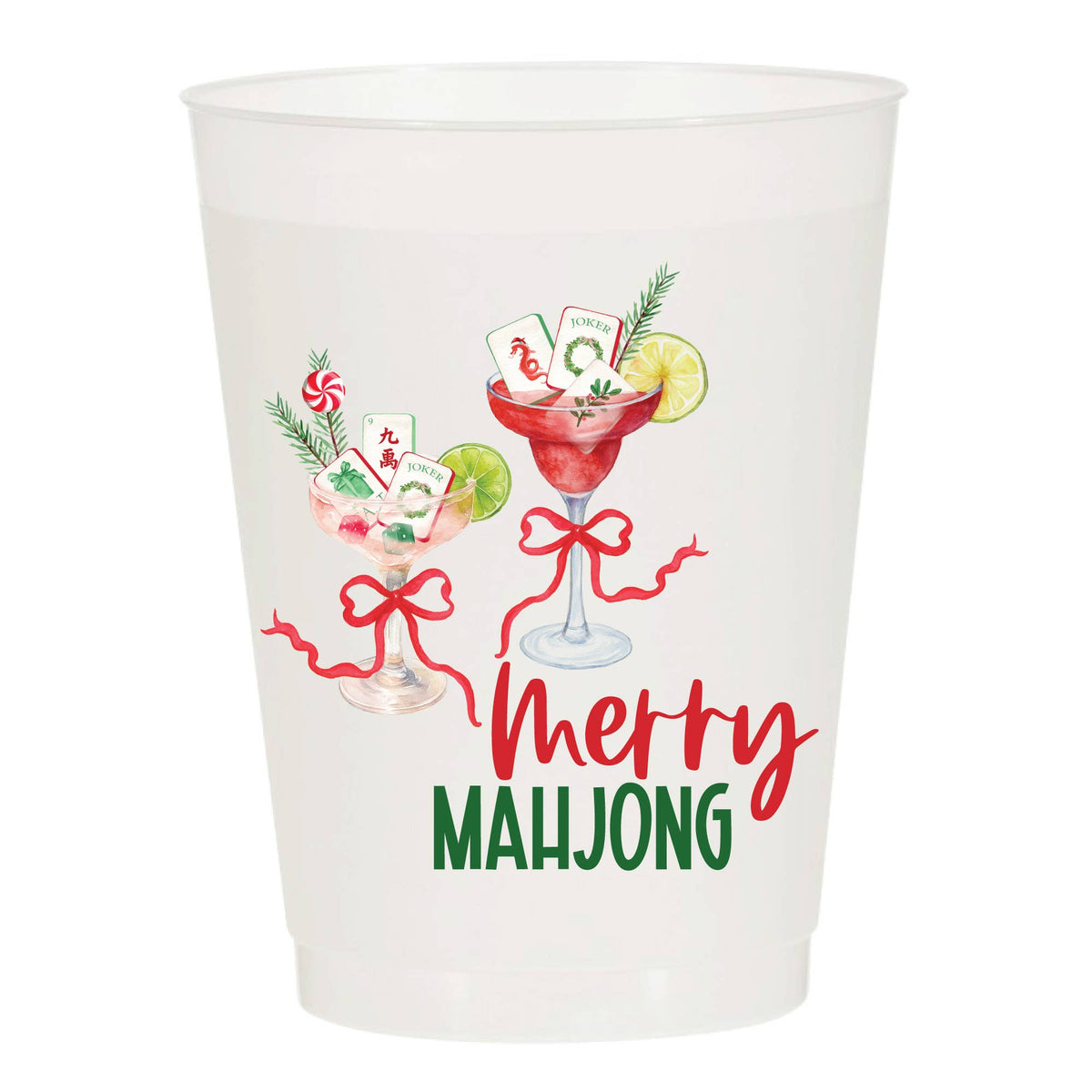Merry Mahjong Cocktails Chridstmas Frosted Cups
