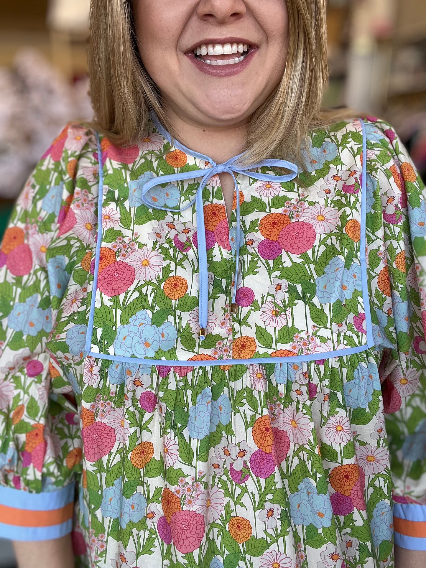 RESTOCKED! “Flower Power” Curvy Marigold Top