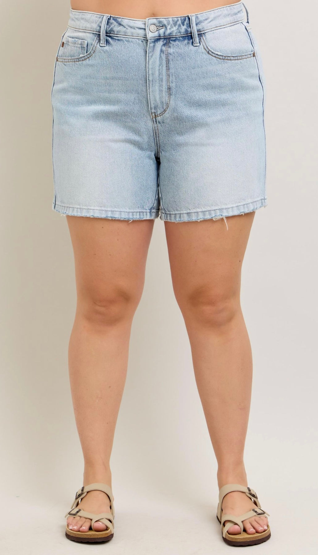 Plus-Size Judy Blue High Rise Rigid Front Tummy Control Light Wash Magic Short