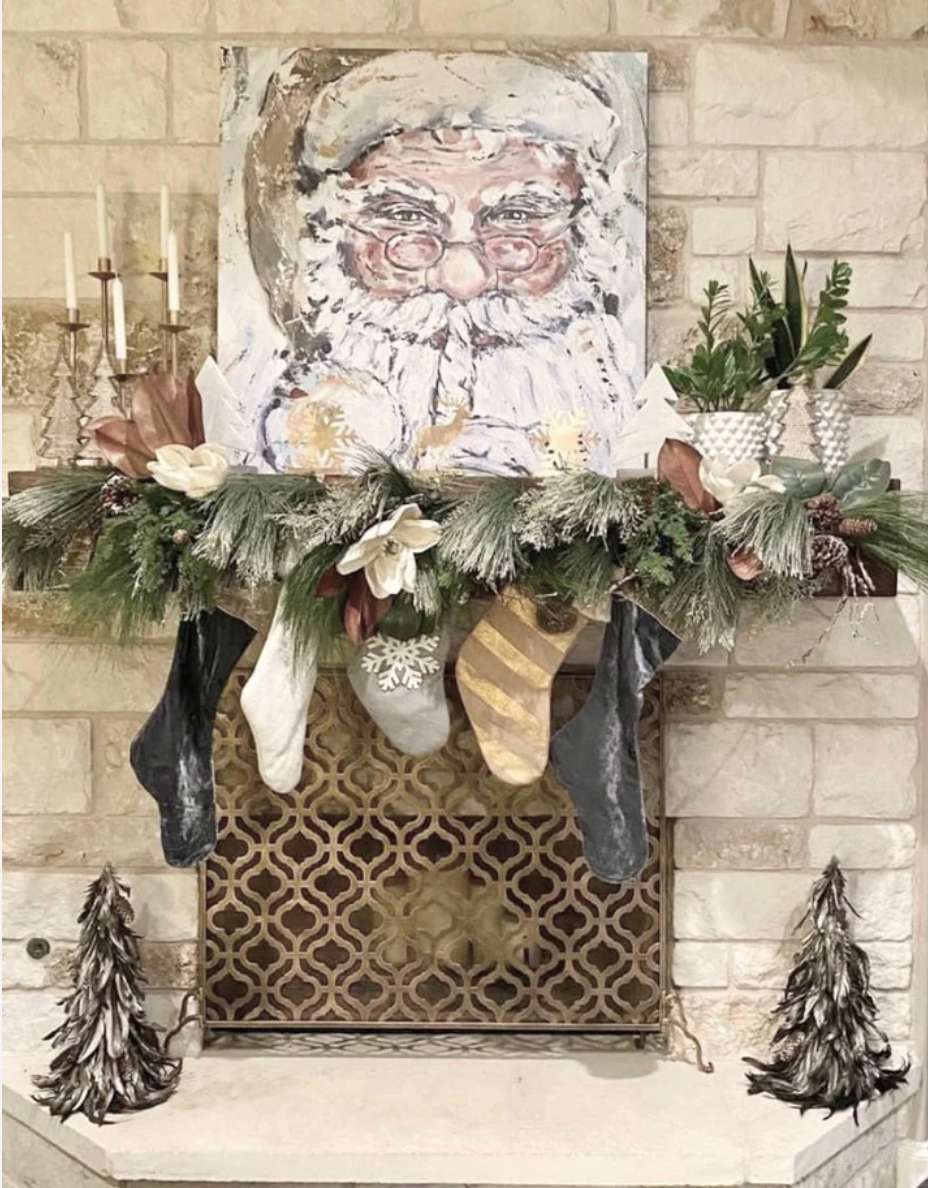 24” x 24” Gold Santa Canvas