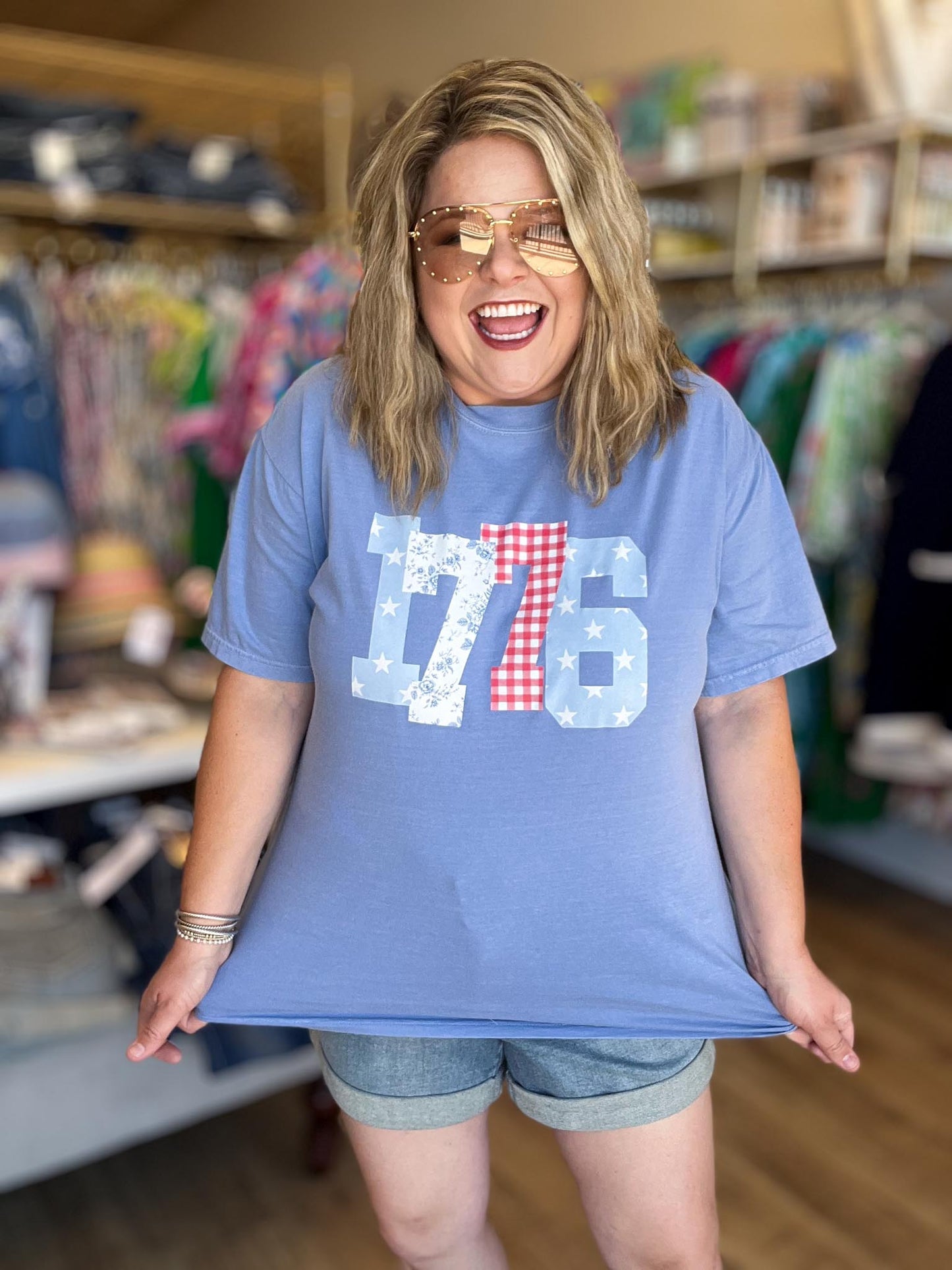 1776 Stars & Gingham Curvy Tee