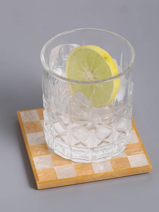 Golden Check Resin Coasters (Set of 4)