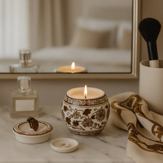Peony Wax Brown Chinoiserie Candle