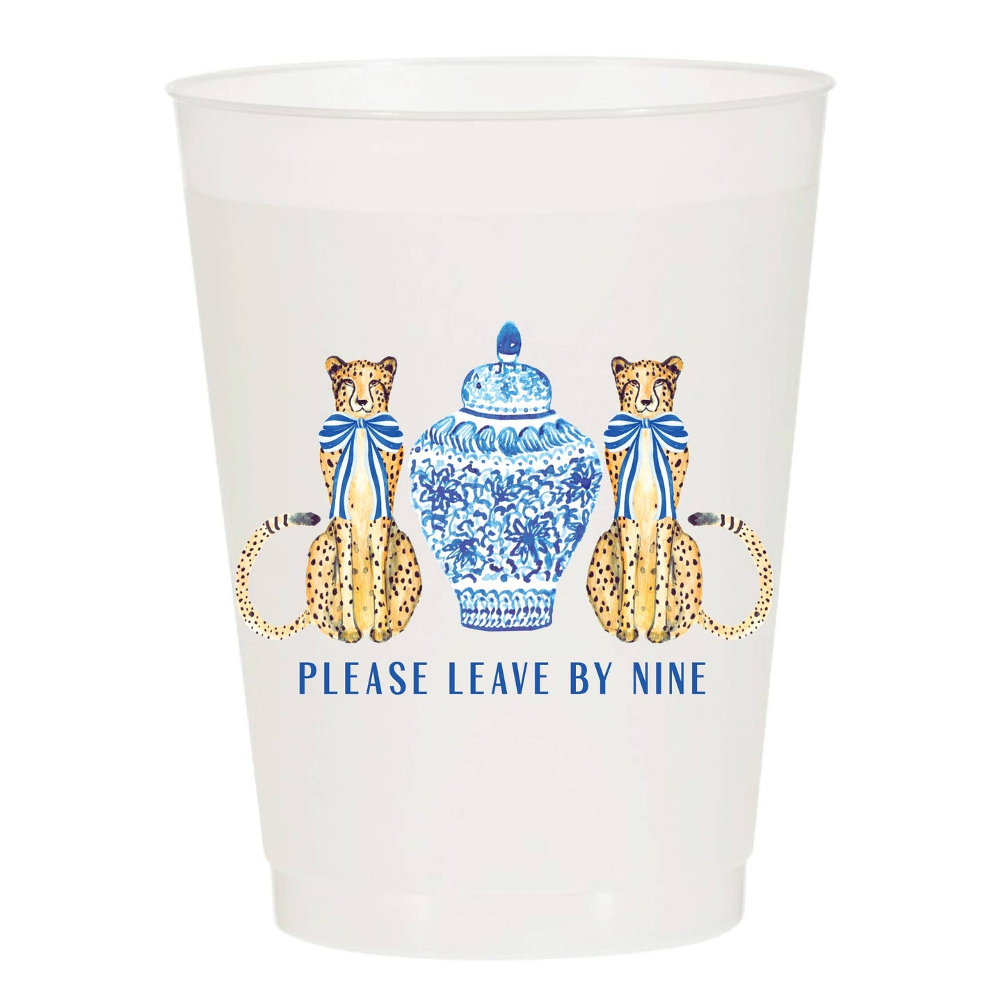 Please Leave By Nine Frosted Cups