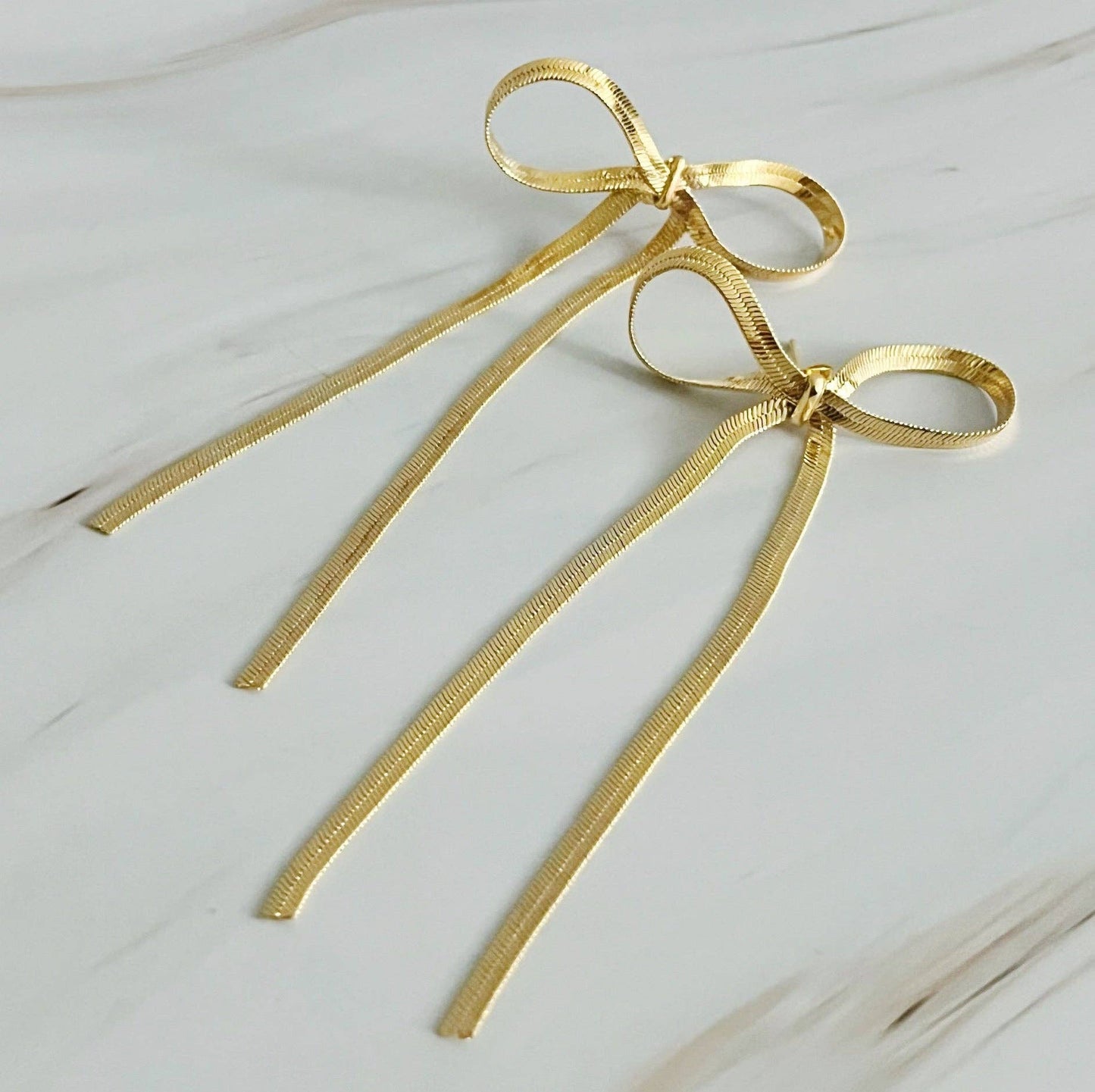 Oh My Darling Long Bow Drop Earrings