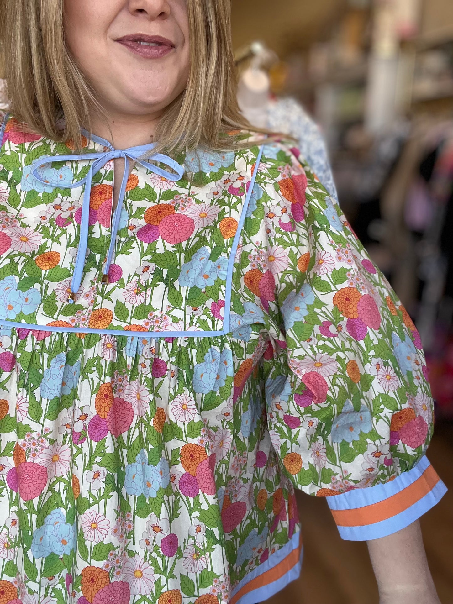 RESTOCKED! “Flower Power” Curvy Marigold Top
