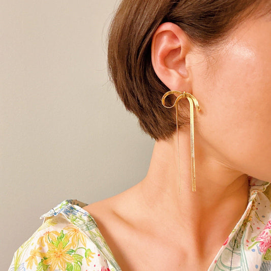 Oh My Darling Long Bow Drop Earrings