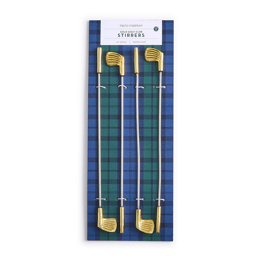 Gold Golf Club Stirrers (Set of 4)