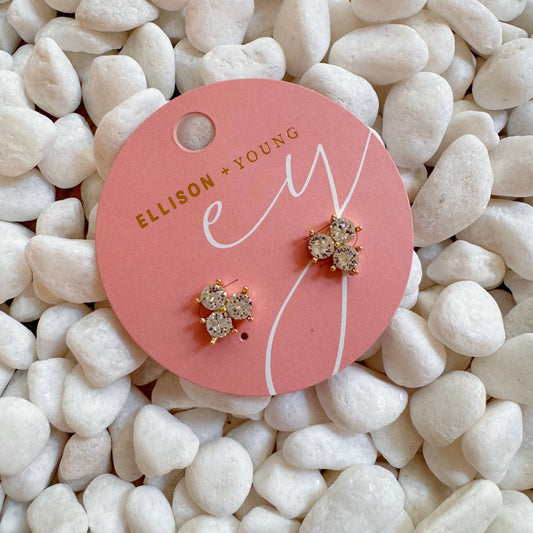 Faceted Trio Crystal Stud Earrings