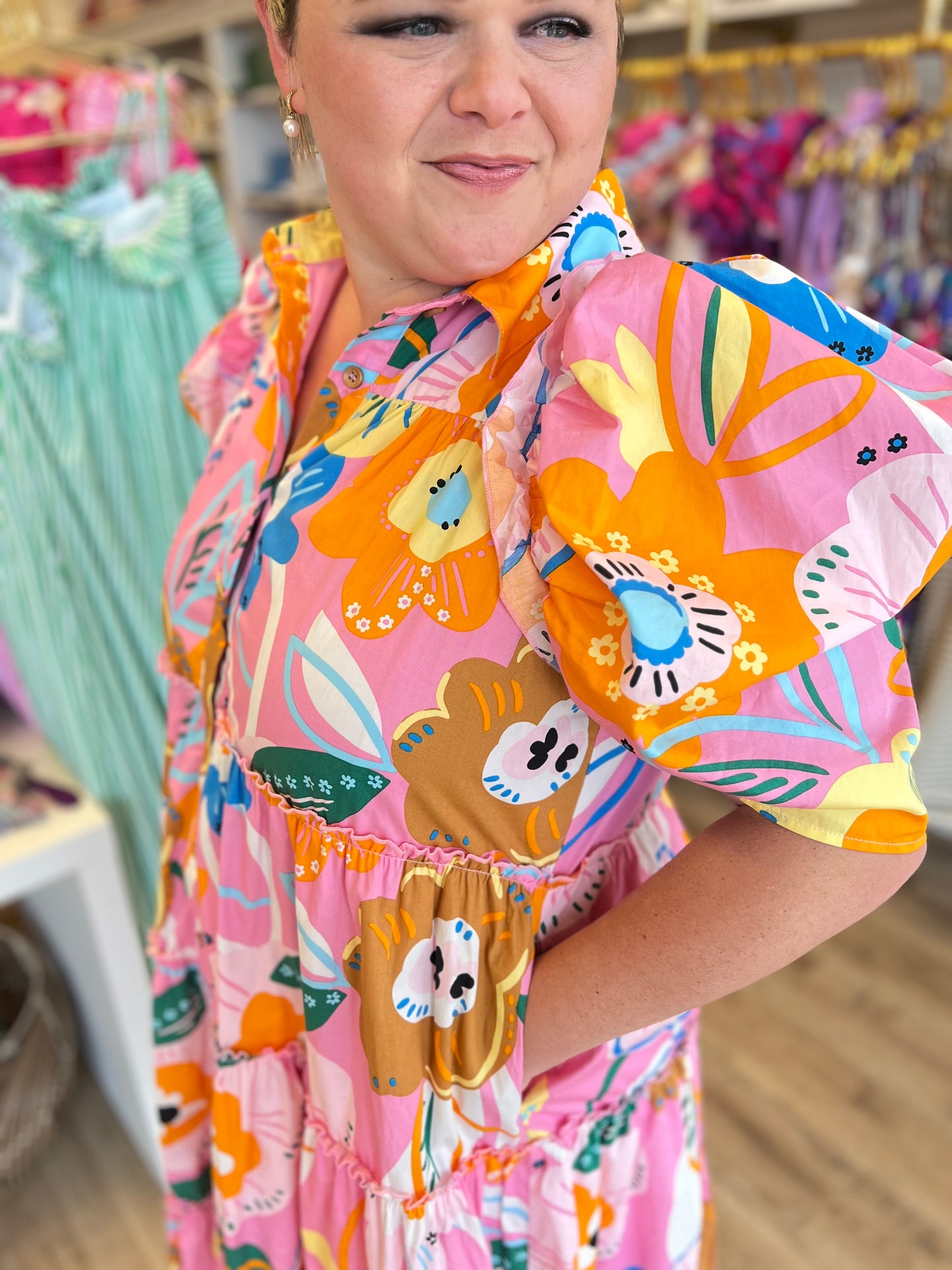 "Hey There, Delilah" Poplin Artist Midi Dress