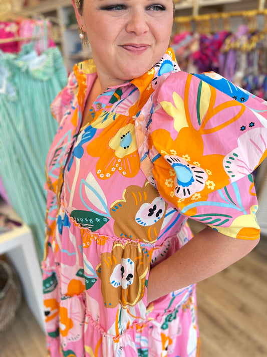 "Hey There, Delilah" Poplin Artist Midi Dress