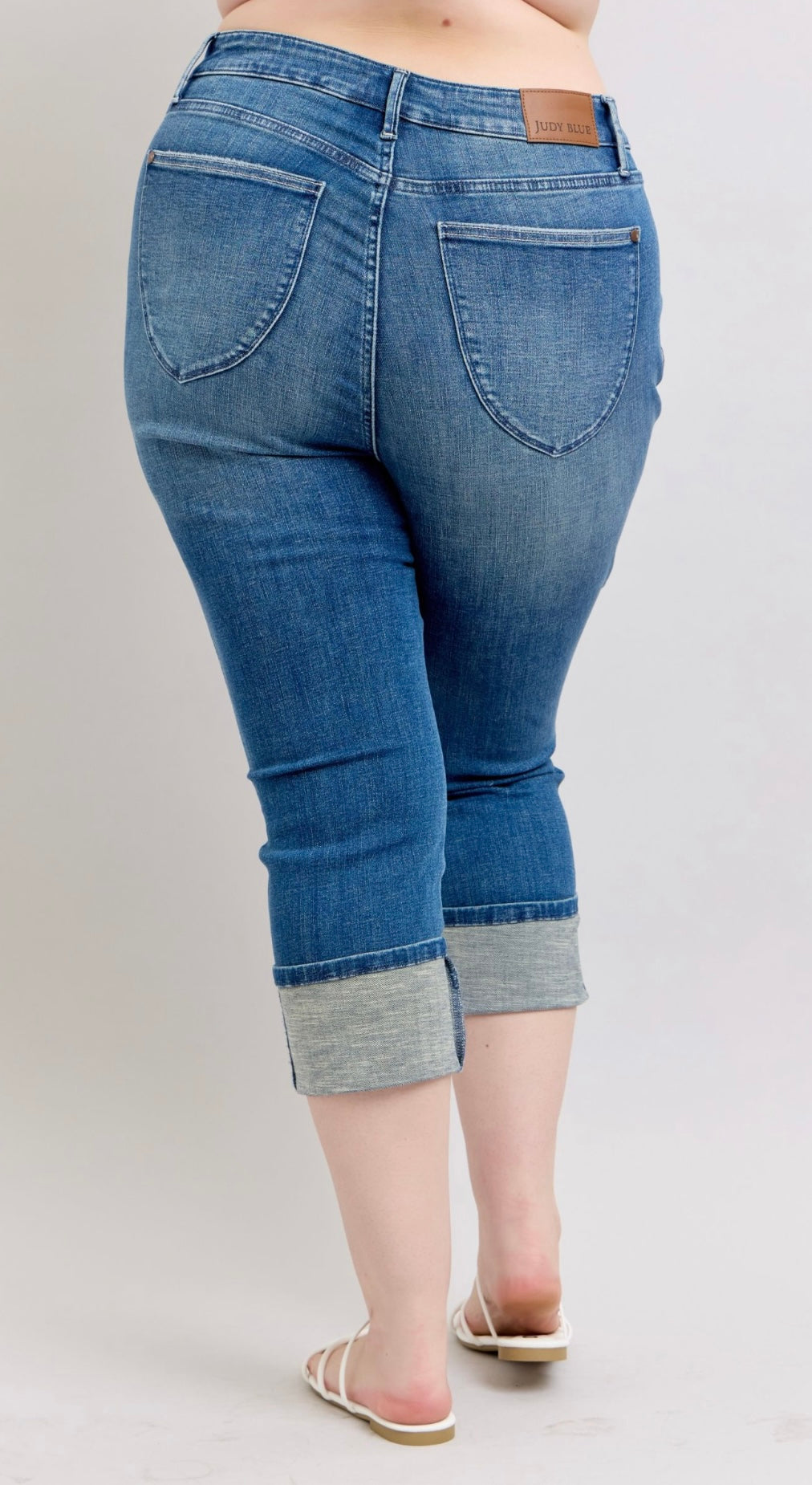 Plus-Size Judy Blue High Waist Tummy Control Cuff Capri Jeans