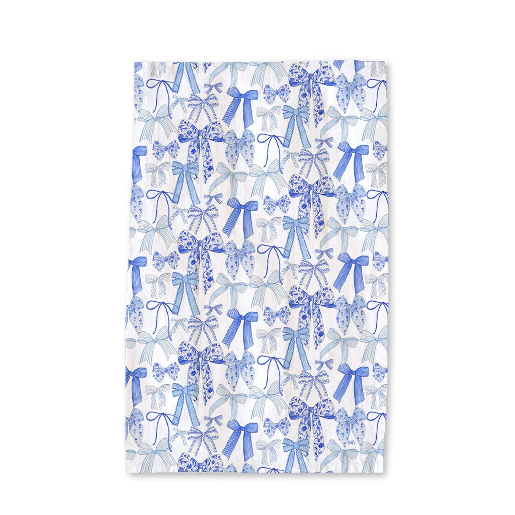 Blue Bow Tea Towel, Chinoiserie & Striped Kitchen Tea Towel