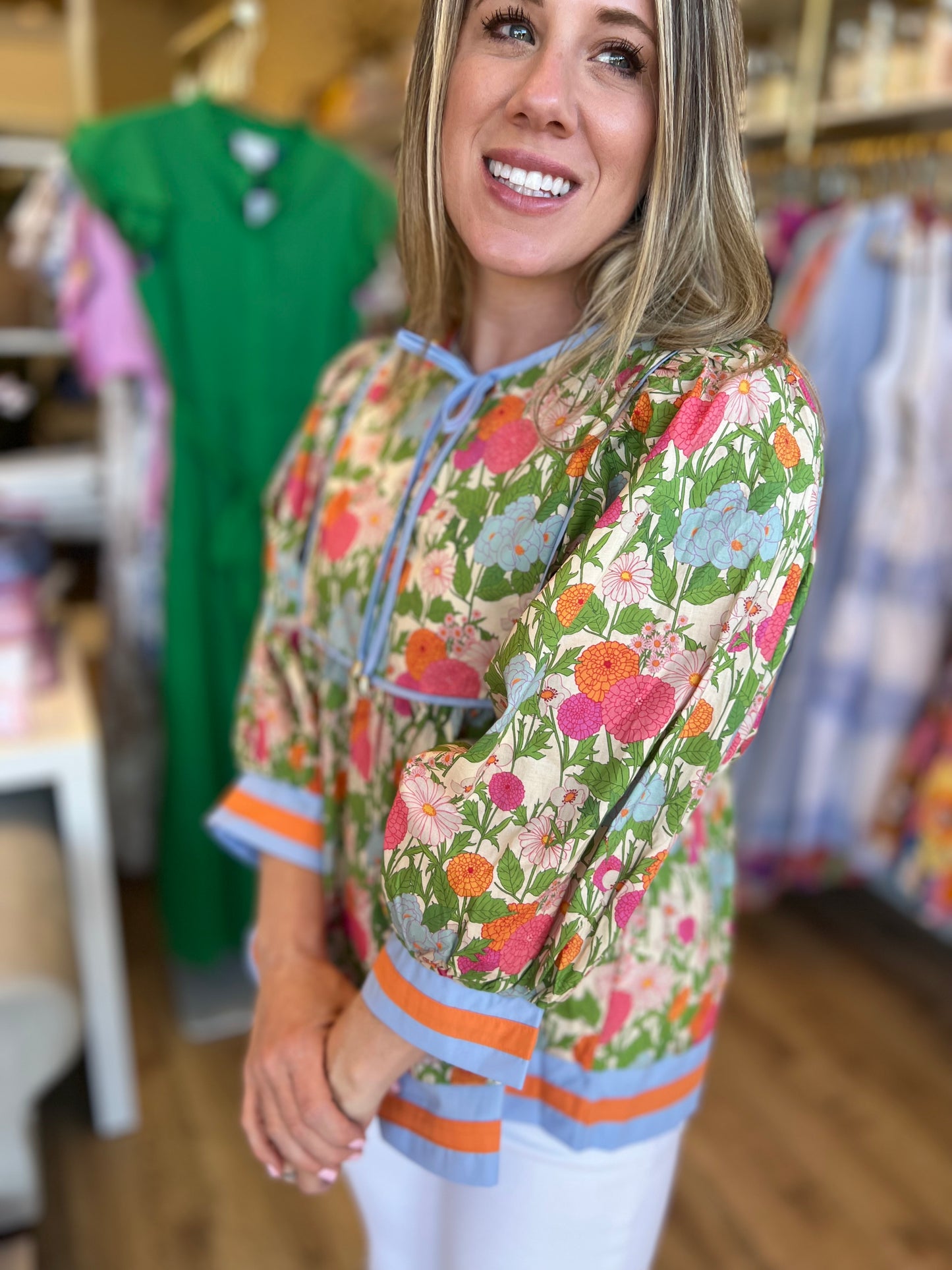RESTOCKED! “Flower Power” Curvy Marigold Top