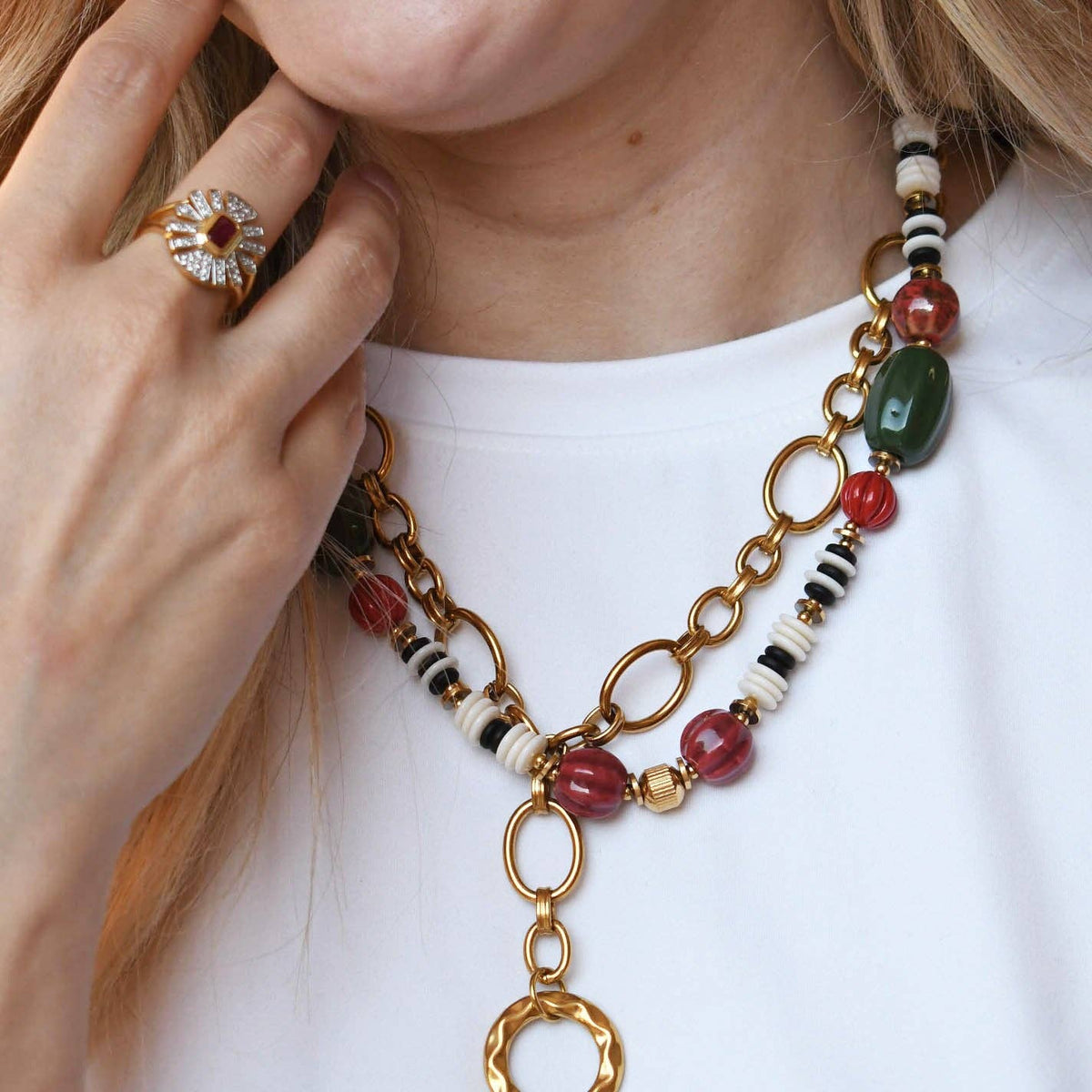 Golden Loop Drop Necklace
