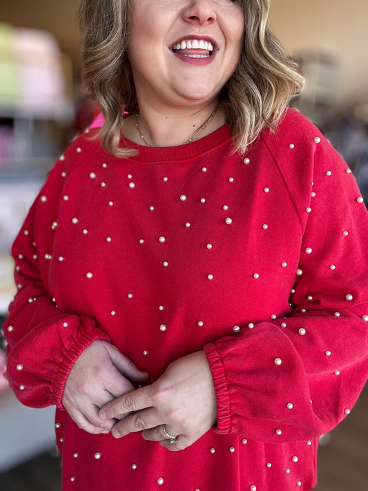 Adore You Plus-Size Long Sleeve Pearl Top