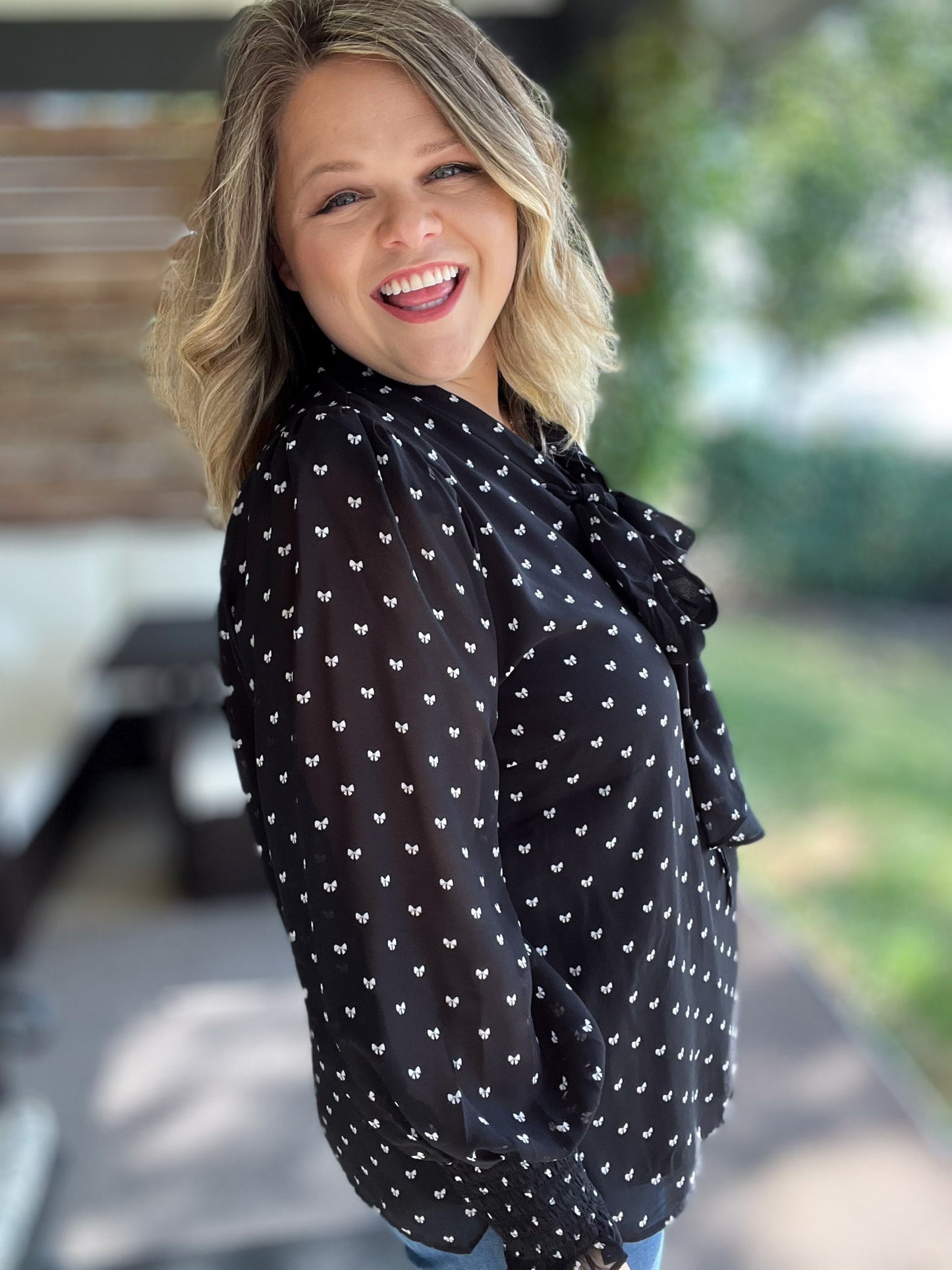 Better Bow-lieve It Plus-Size Sheer Top