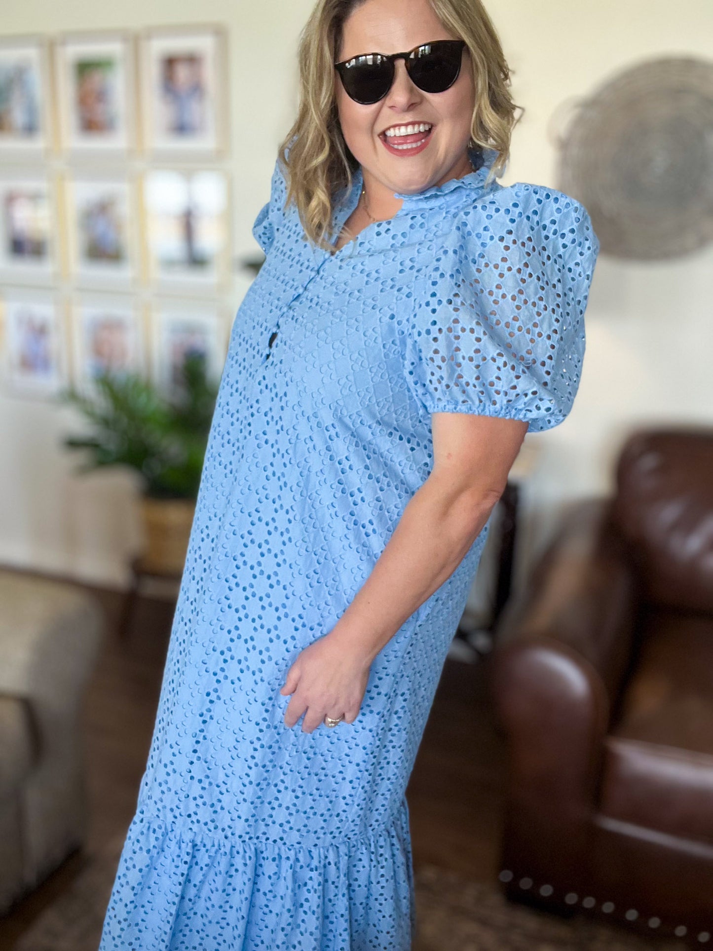 Bluebell Breeze Dress Curvy Blue Midi Dress
