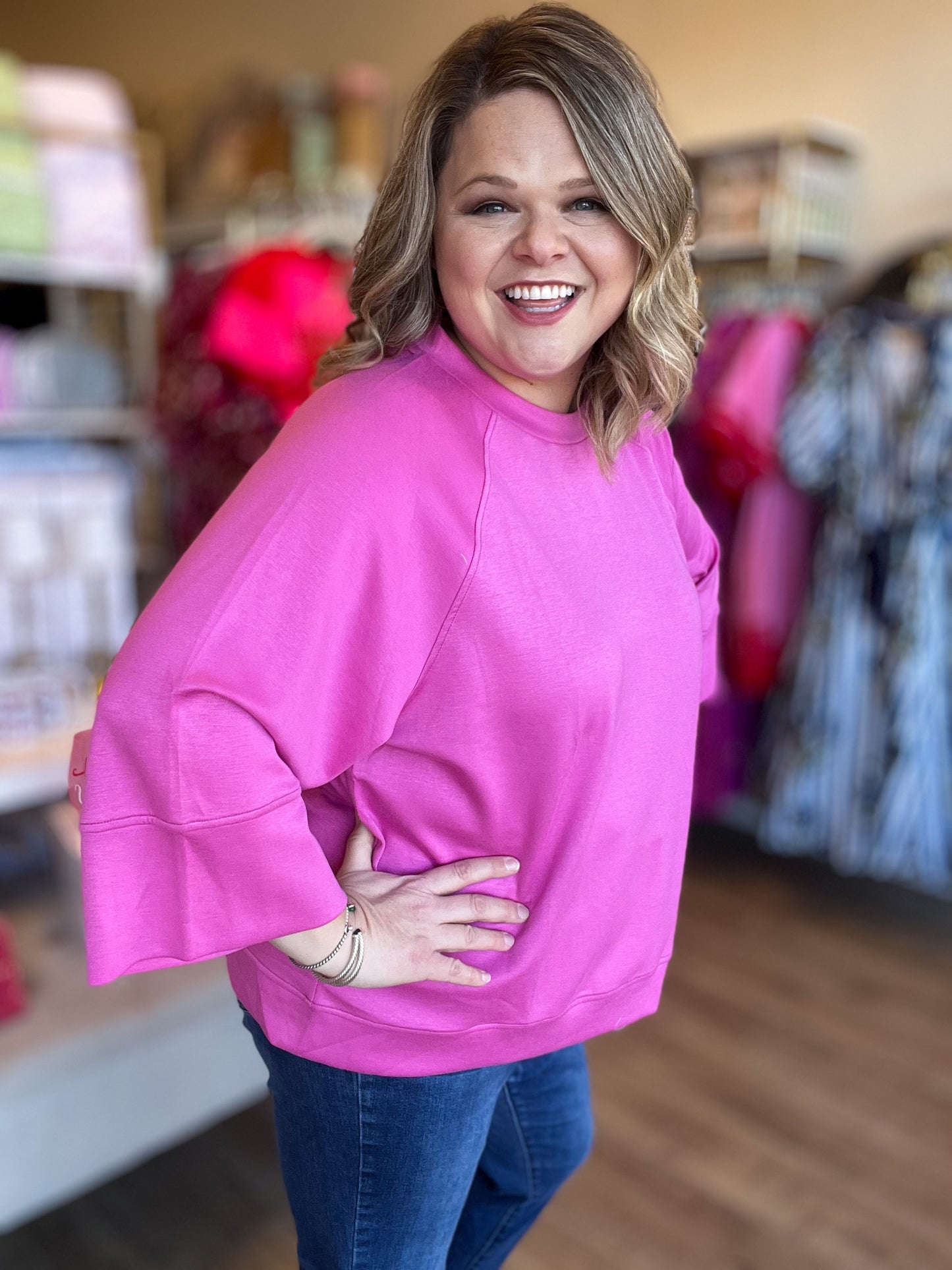 Call Me Casual Curvy Pink Drop Shoulder Top