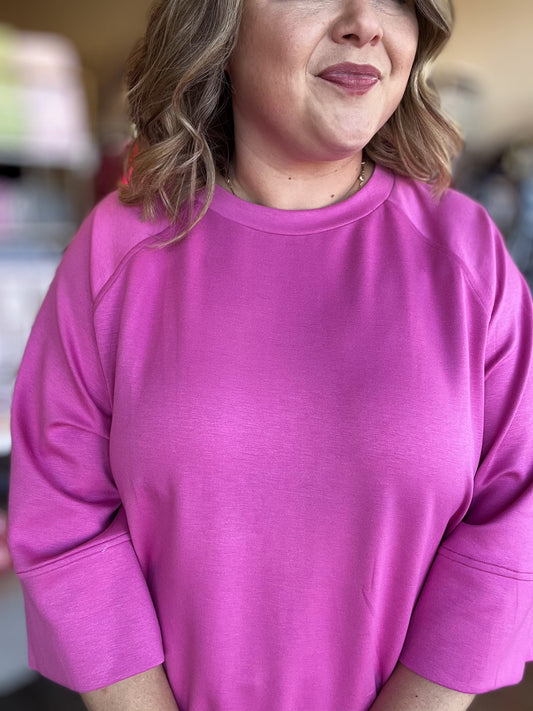 Call Me Casual Curvy Pink Drop Shoulder Top