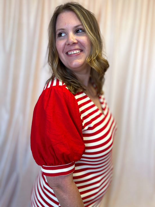 Call the Shots Curvy Red & White Stripe Top