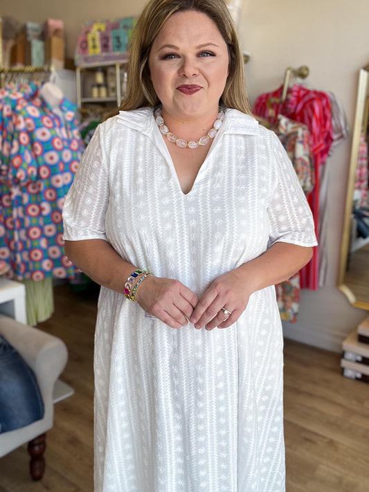 Catalina Chic Plus-Size White Eyelet Maxi Dress