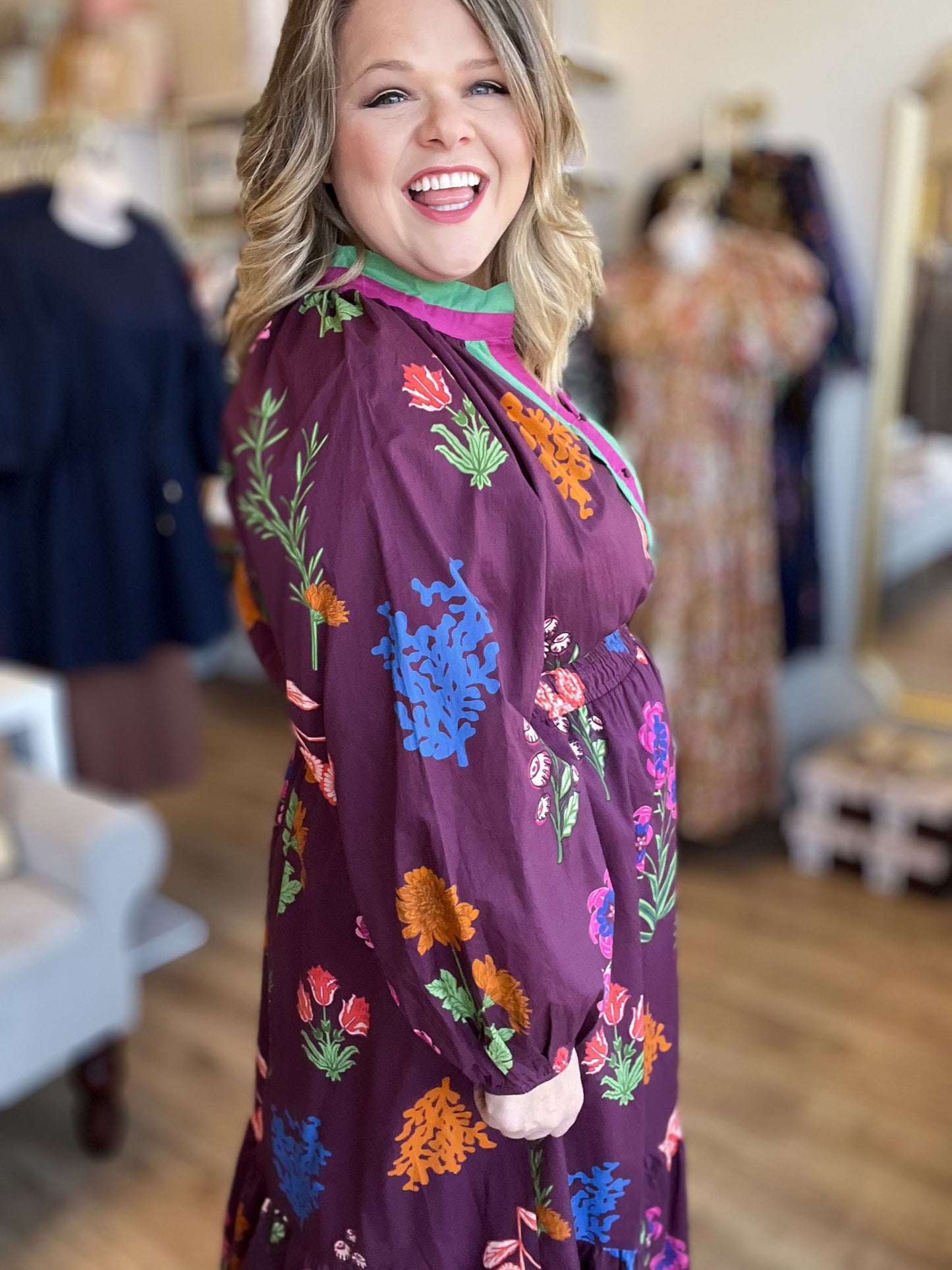 Chic Cellars Curvy Mix Floral Midi Dress