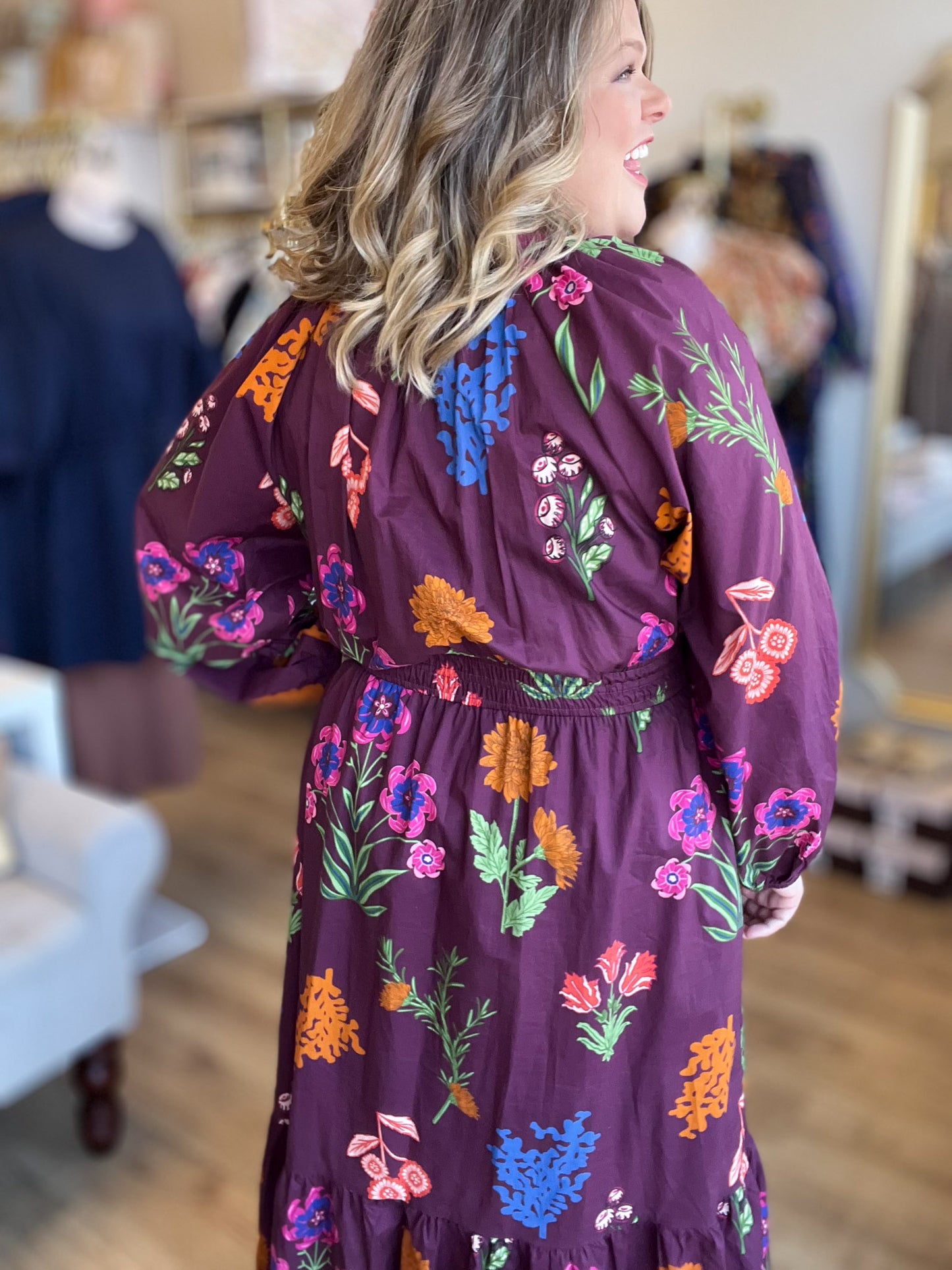 Chic Cellars Curvy Mix Floral Midi Dress