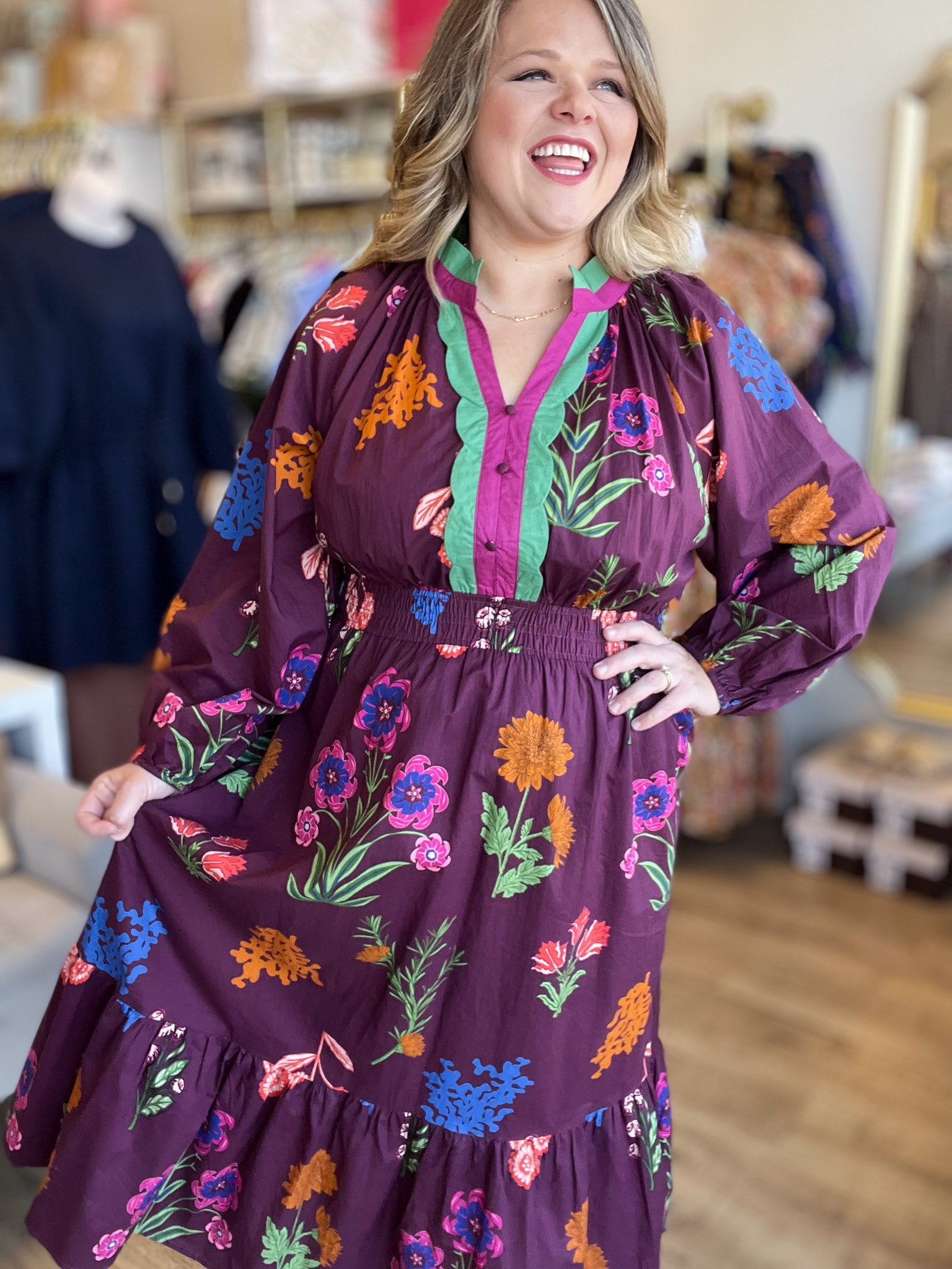Chic Cellars Curvy Mix Floral Midi Dress Small