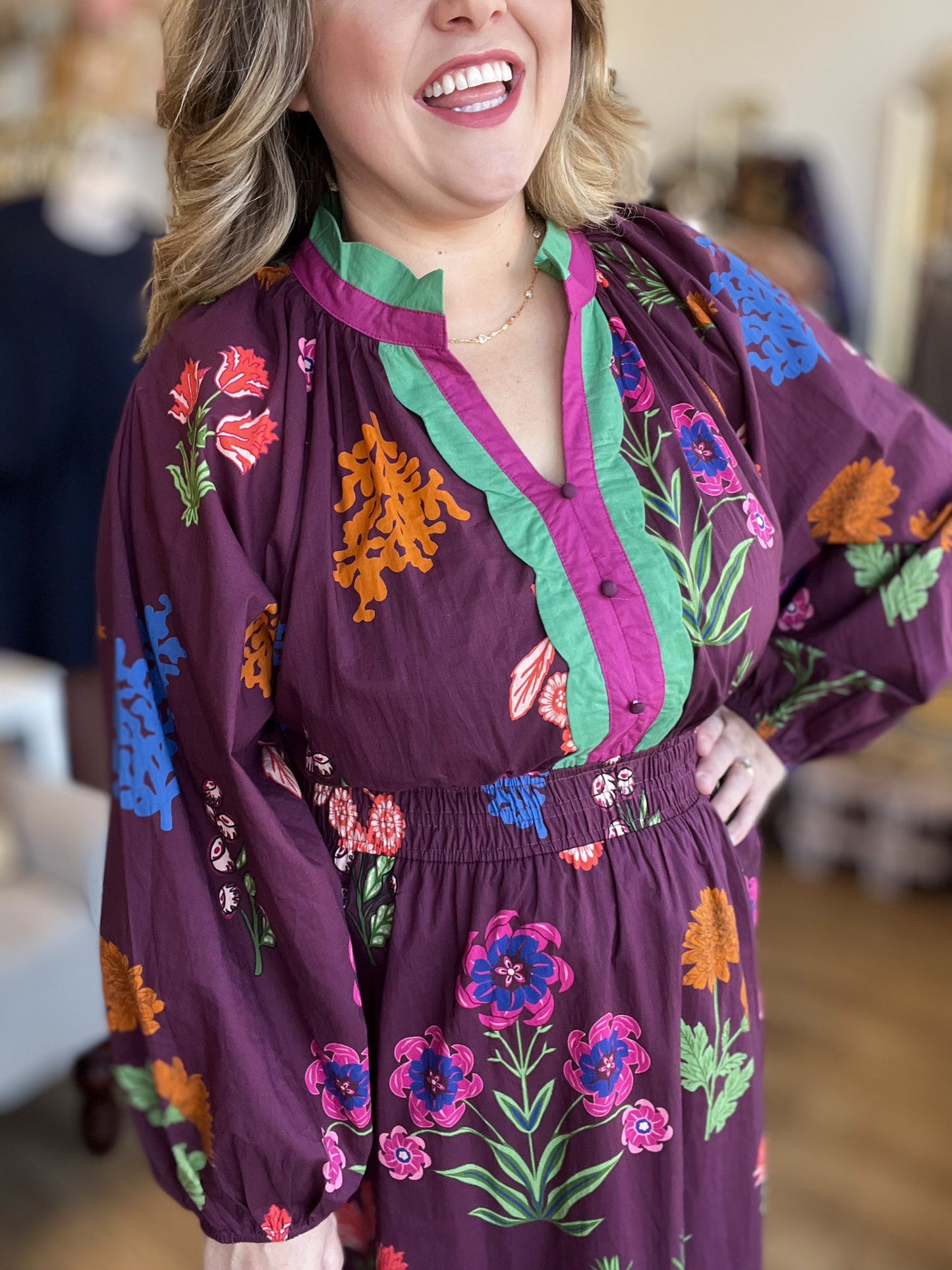 Chic Cellars Curvy Mix Floral Midi Dress