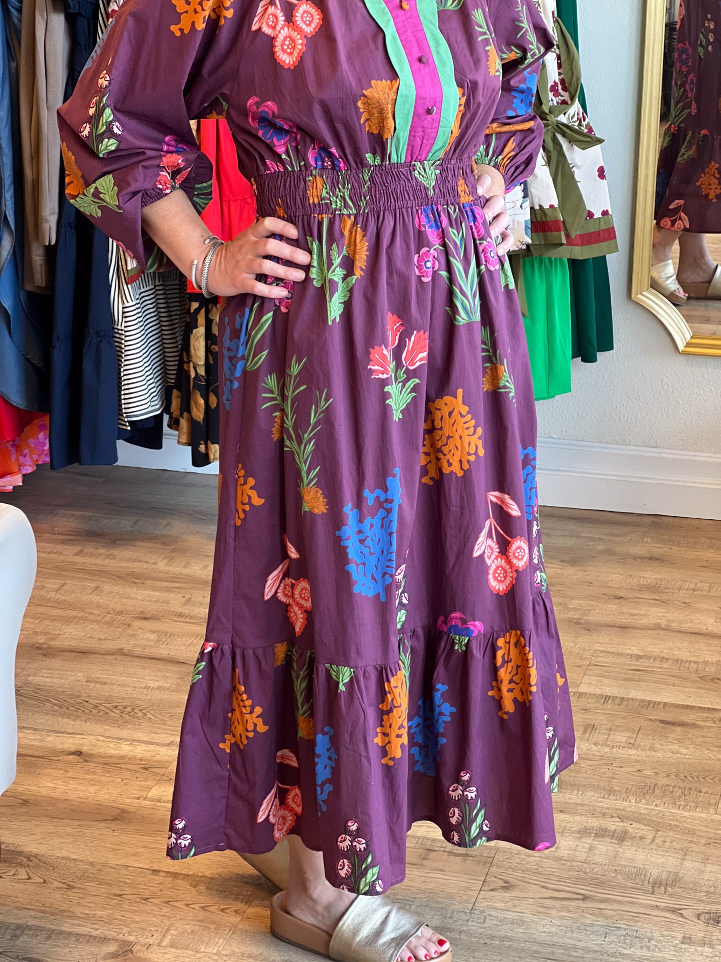 Chic Cellars Curvy Mix Floral Midi Dress