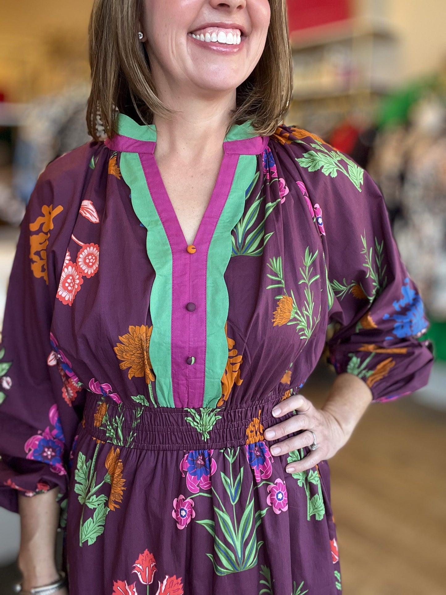 Chic Cellars Curvy Mix Floral Midi Dress