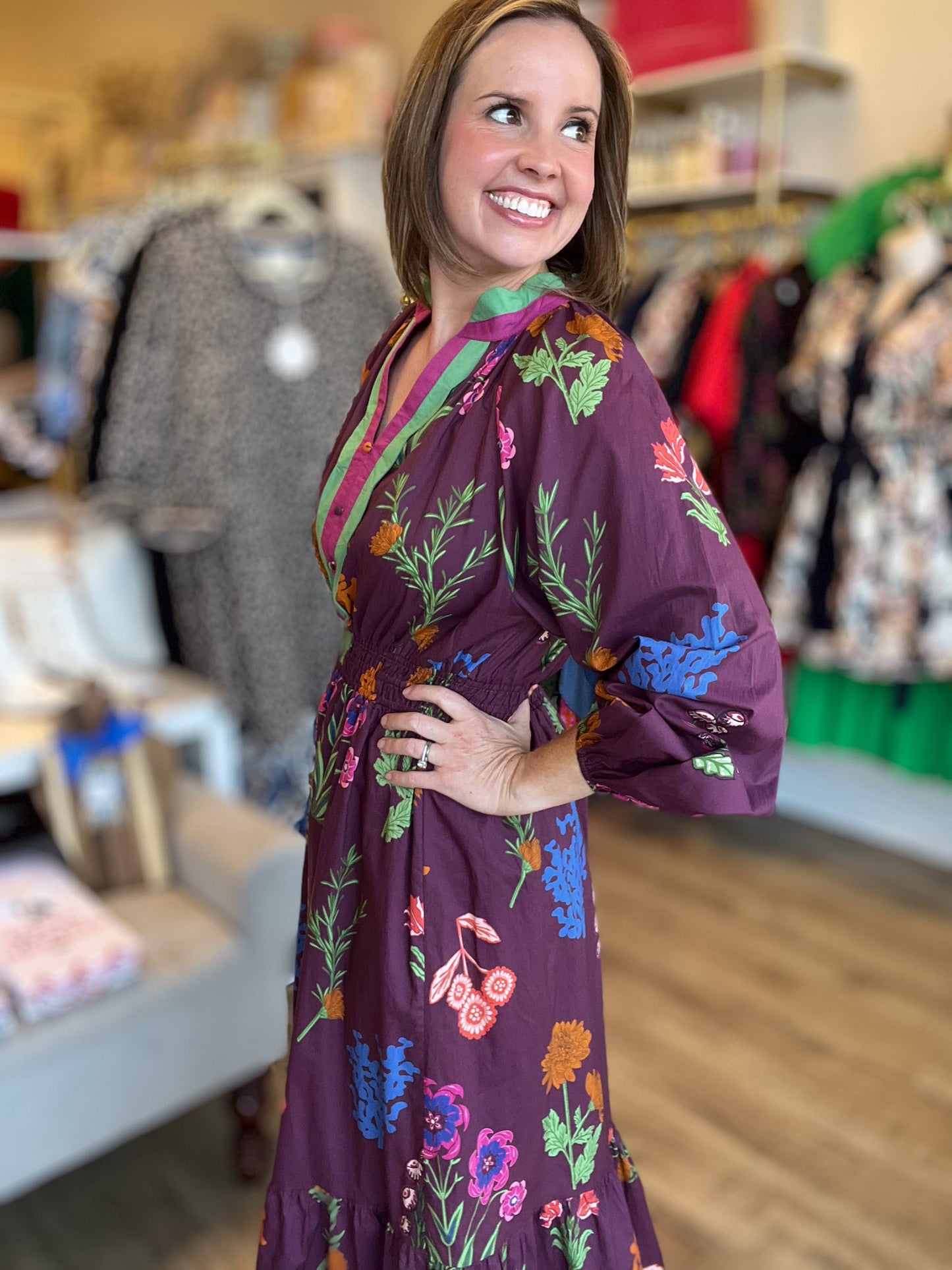 Chic Cellars Curvy Mix Floral Midi Dress