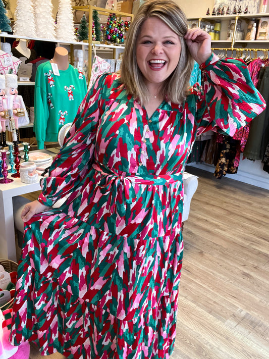 Christmas with a Twist Curvy Maxi Dress