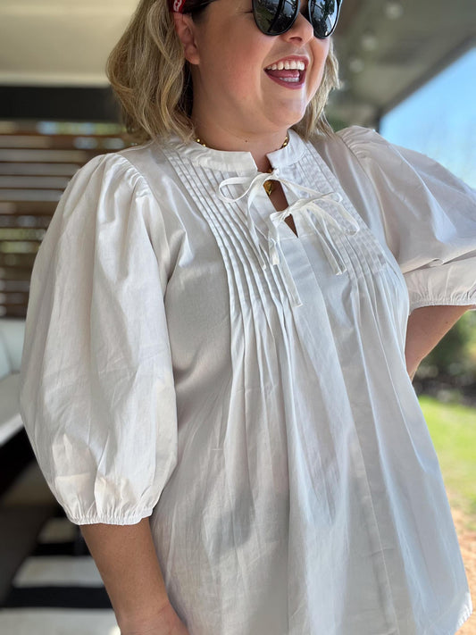 Cloud Nine Plus-Size White Poplin Top