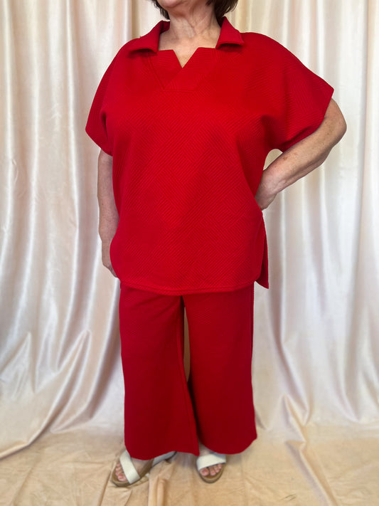 Coach's Favorite Plus-Size Red Textured Set