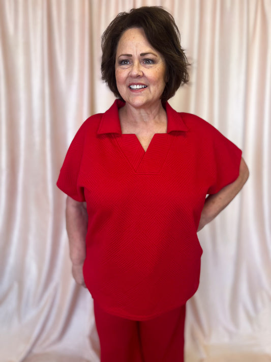 Coach's Favorite Plus-Size Red Textured Set