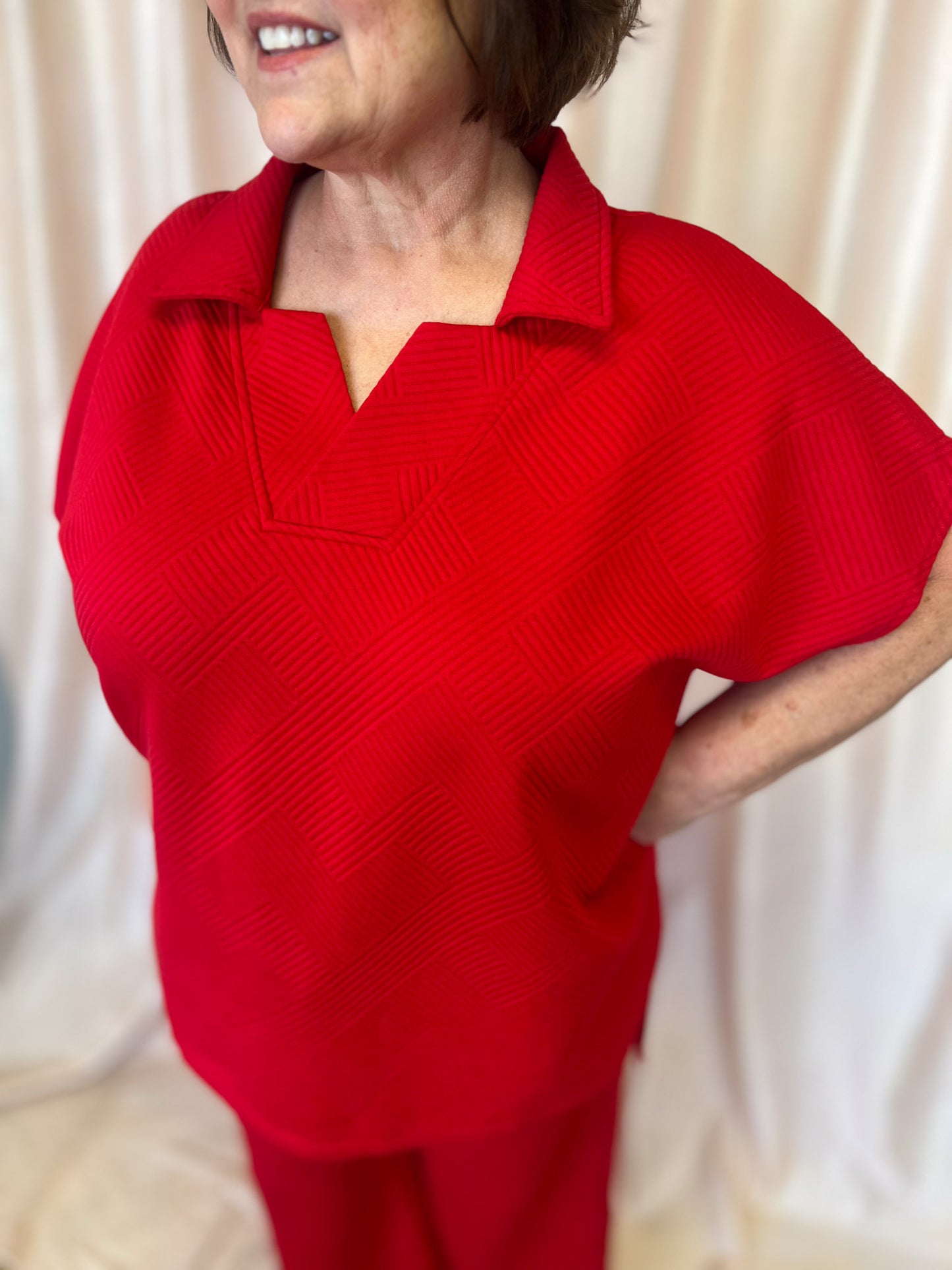 Coach's Favorite Plus-Size Red Textured Set