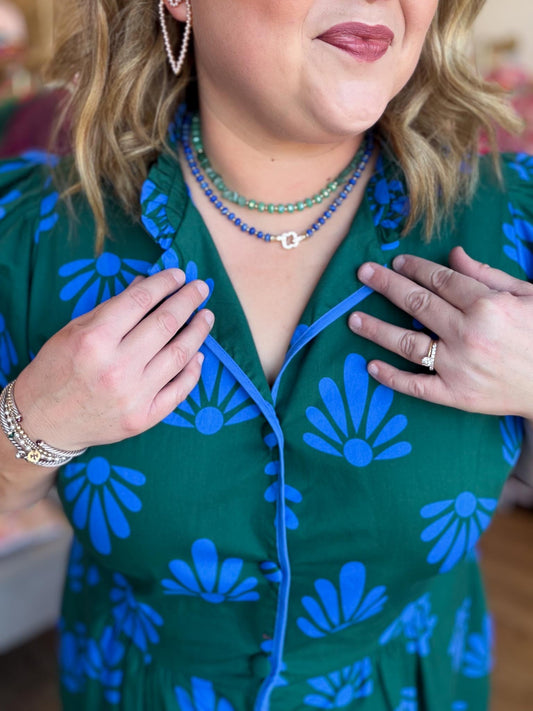 Just What You Need Blue Beaded Gemstone Necklace