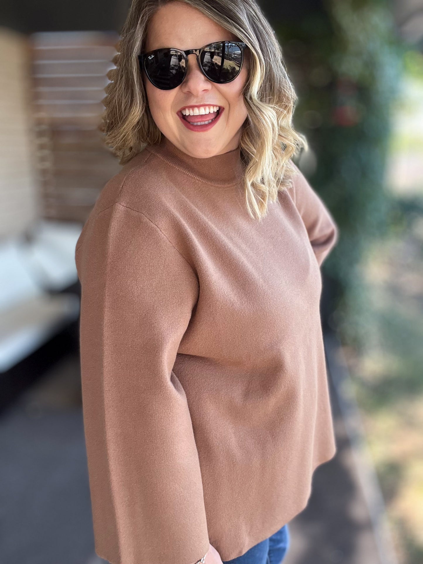 Cozy & Chic Curvy Camel Sweater