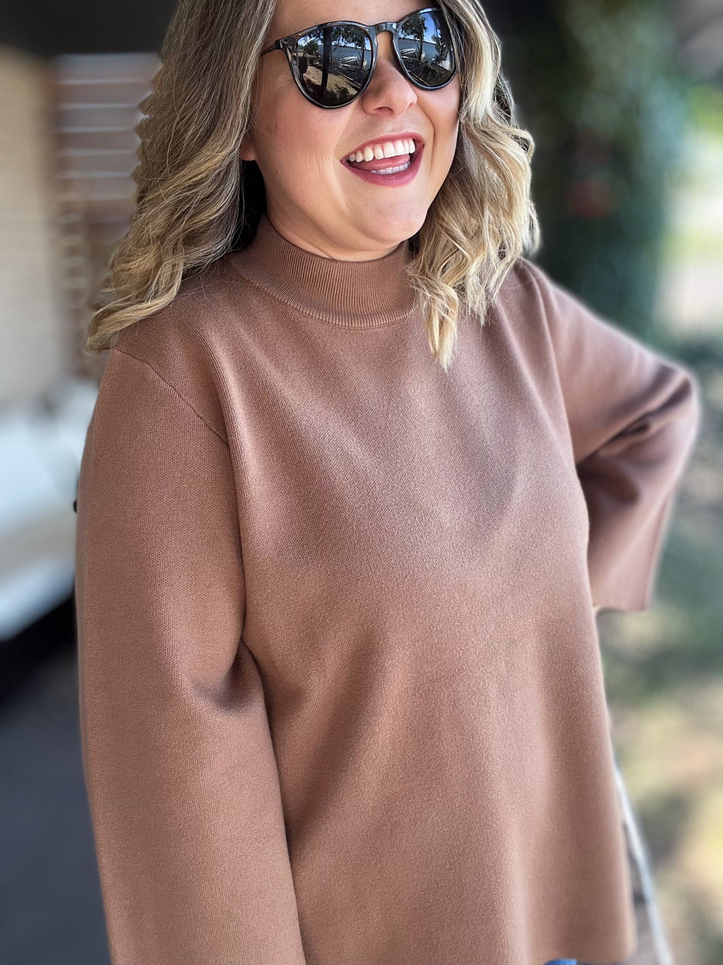 Cozy & Chic Curvy Camel Sweater