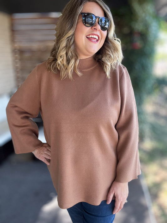 Cozy & Chic Curvy Camel Sweater