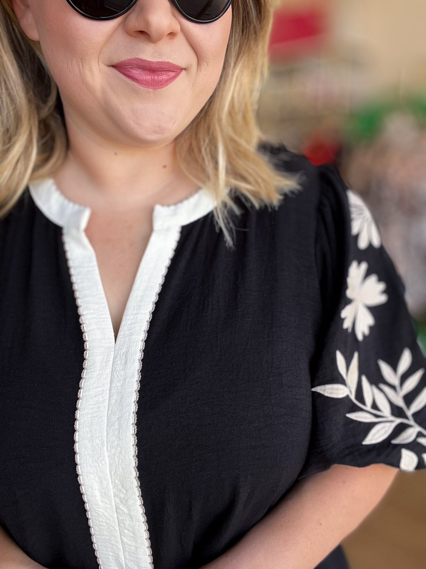 Dream Big Plus-Size Embroidered Peplum Blouse
