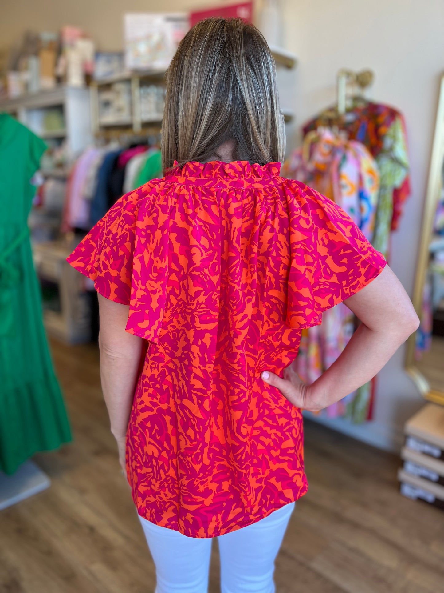 "Hotter Than Blazes" Orange & Pink Top