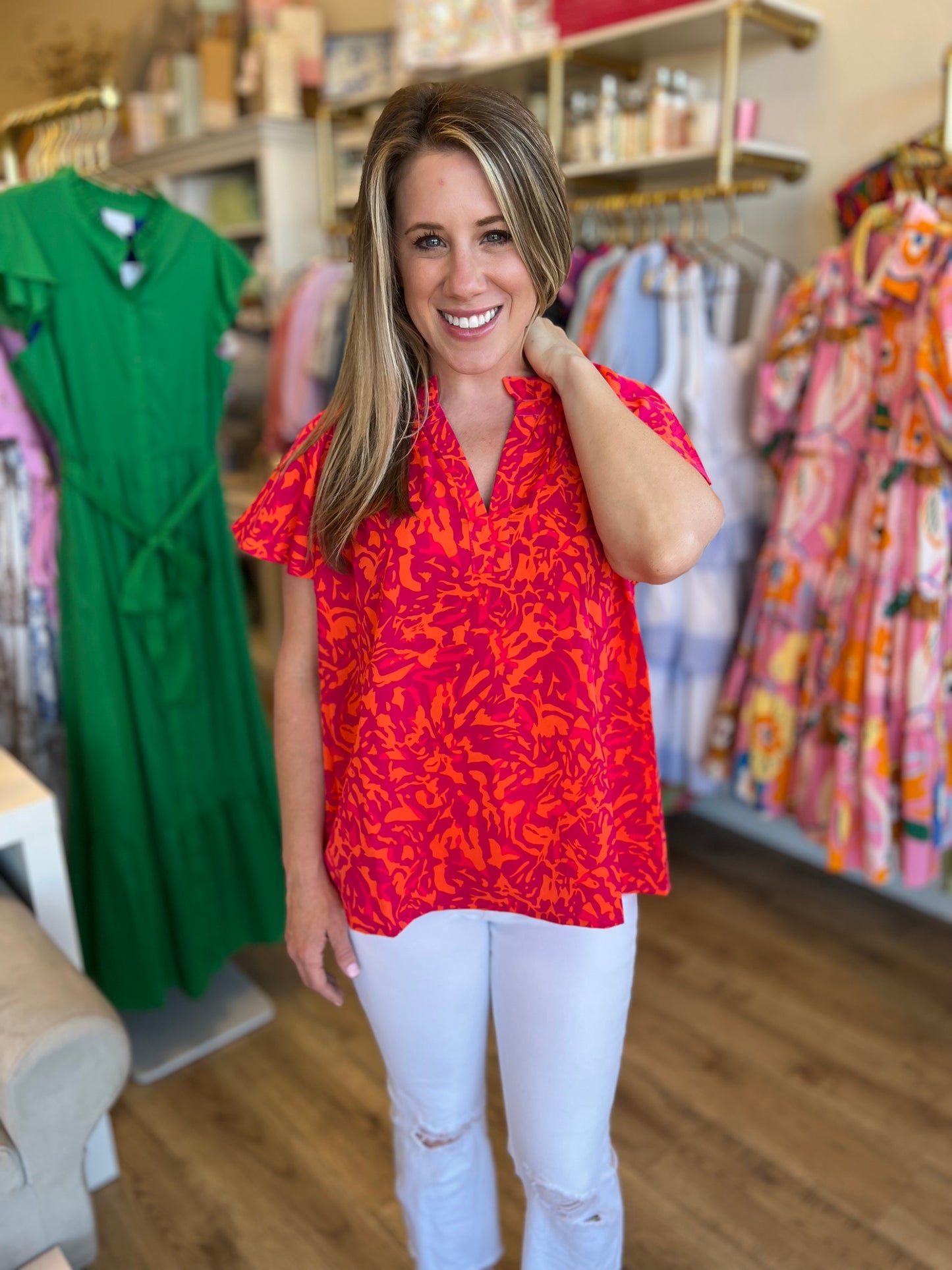 "Hotter Than Blazes" Orange & Pink Top