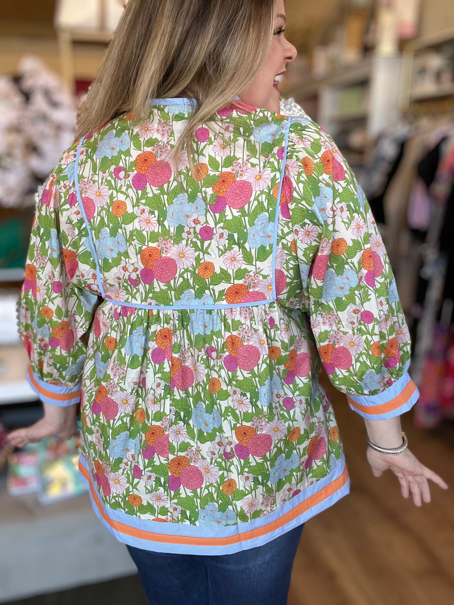 RESTOCKED! “Flower Power” Curvy Marigold Top