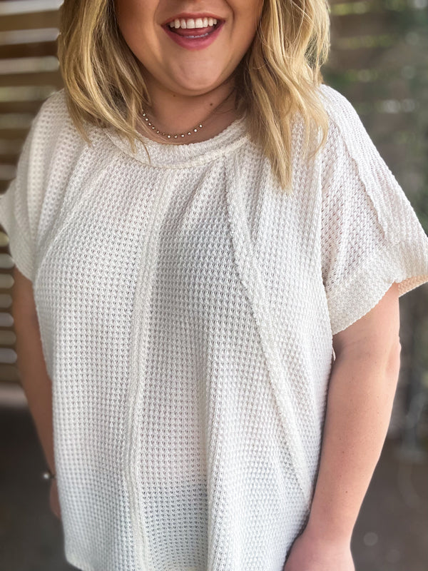 "Easy & Breezy" Curvy Waffle Knit Top