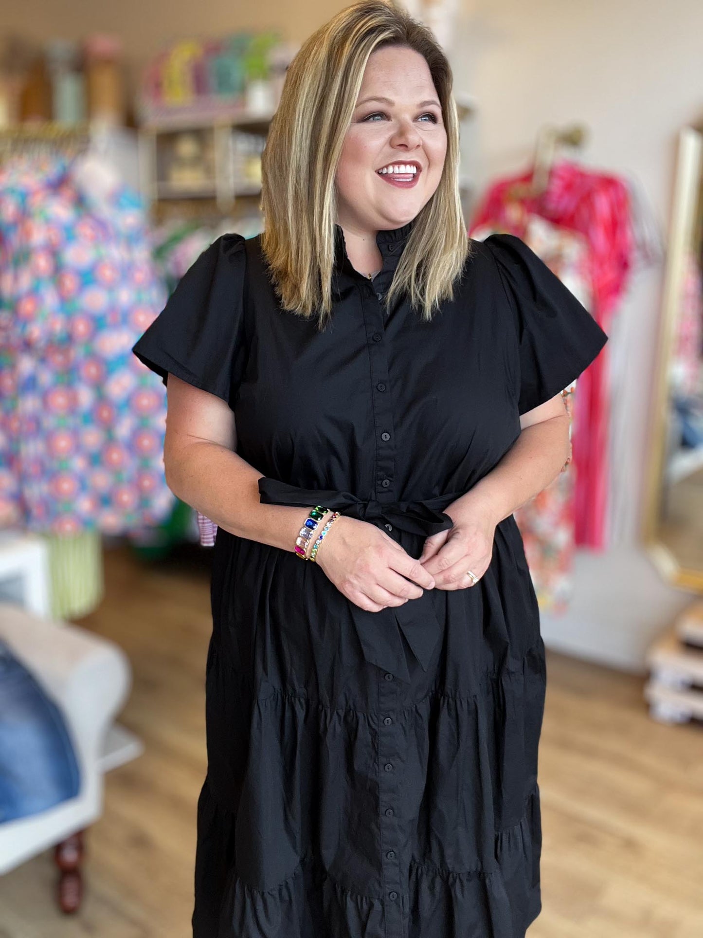 Effortlessly Invited Plus-Size Black Midi Dress