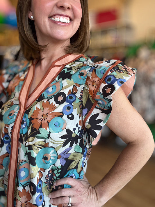 Embrace the Magic Cinnamon Floral Top