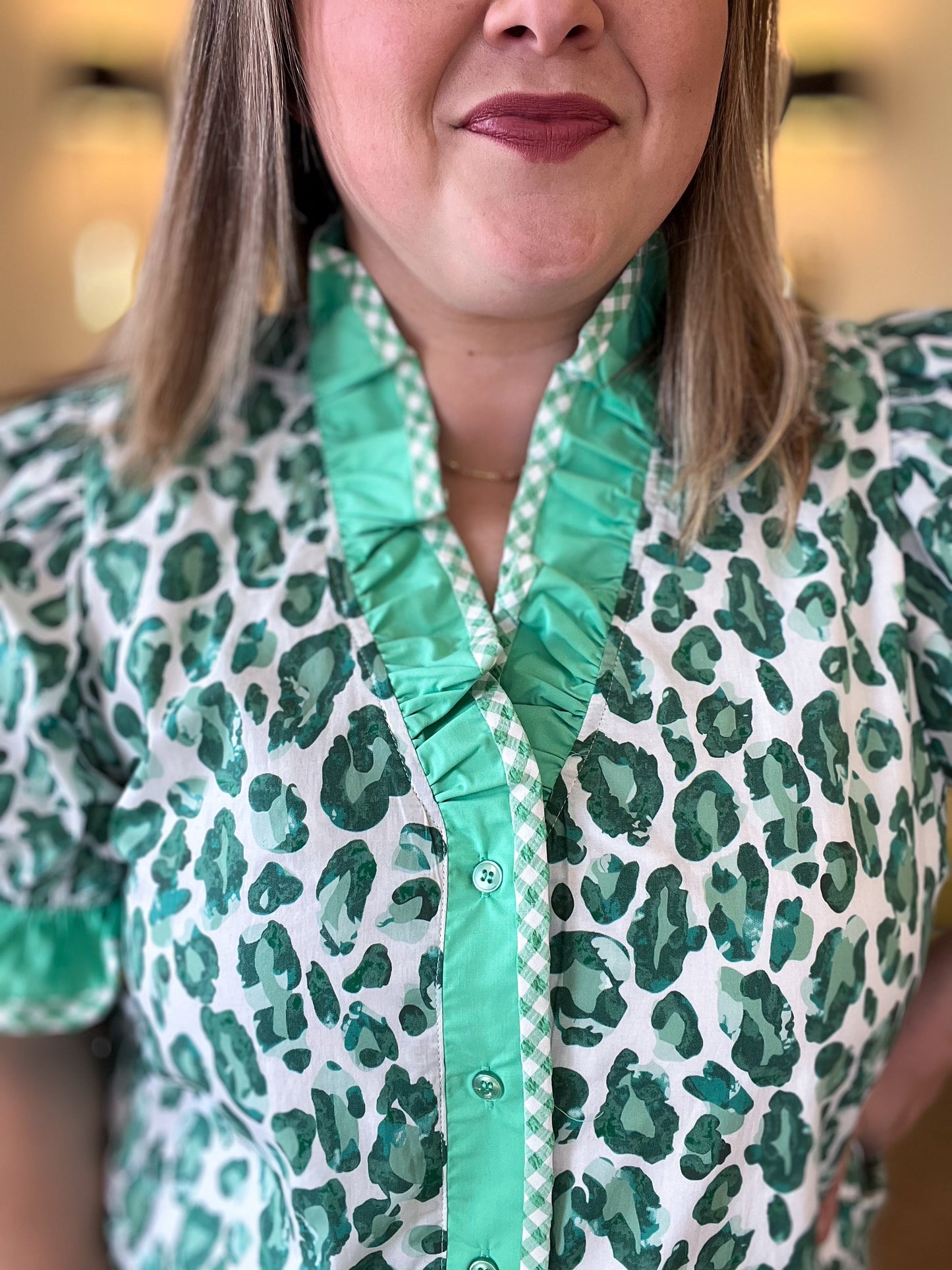 Emerald Instinct Curvy Green Leopard Top